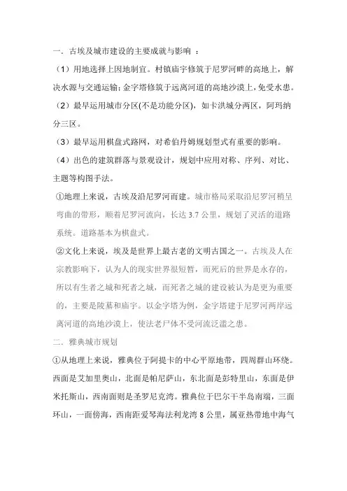 古埃及城市建设的主要成就与影响