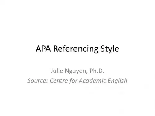 APA Referencing Style posted