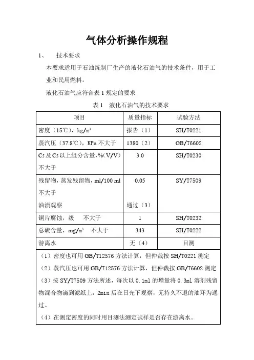 气体分析操作规程