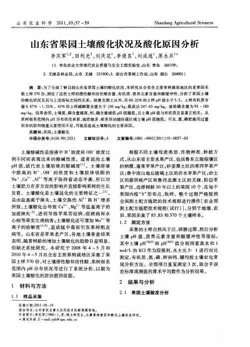 山东省果园土壤酸化状况及酸化原因分析
