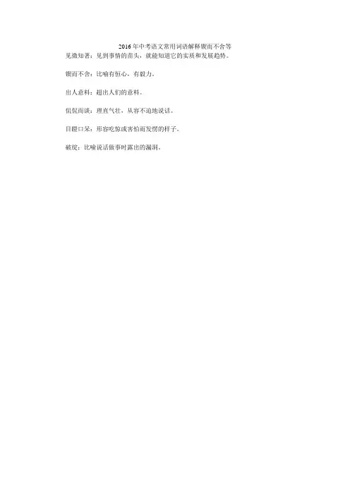 2016年中考语文常用词语解释锲而不舍等