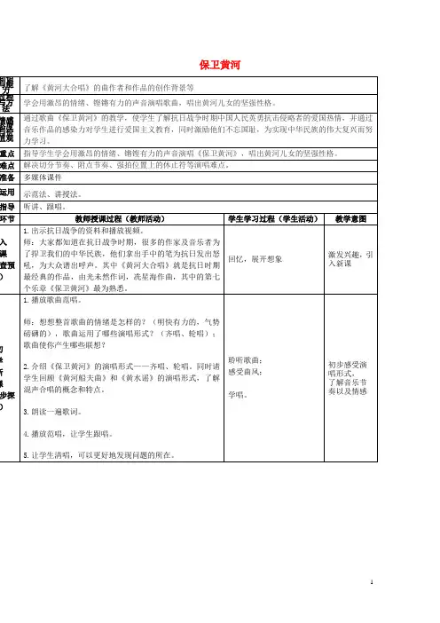 春六级音乐下册第课《保卫黄河》教案花城版(新)-课件
