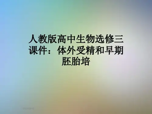 人教版高中生物选修三课件：体外受精和早期胚胎培