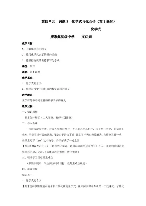 化学式与化合价教案 