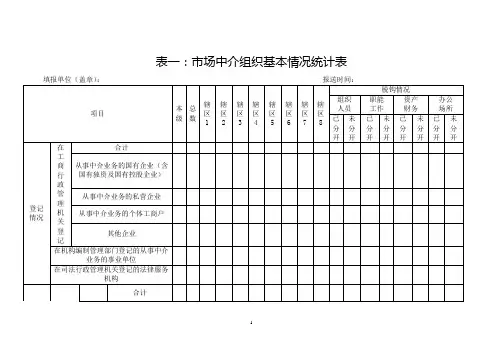 市场中介组织基本情况统计表