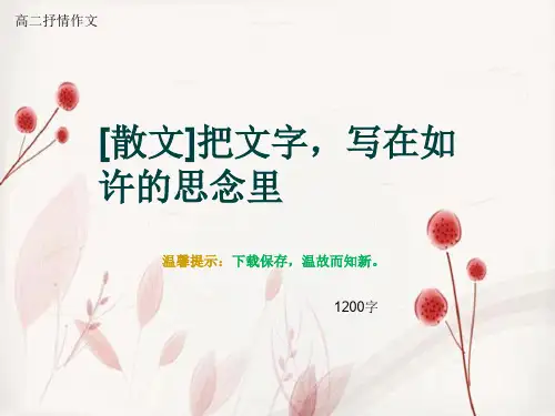 高二抒情作文《[散文]把文字,写在如许的思念里》1200字
