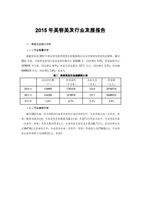 2015美容美发行业发展报告