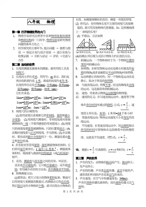 (完整word版)初中物理知识点大全(沪科版)
