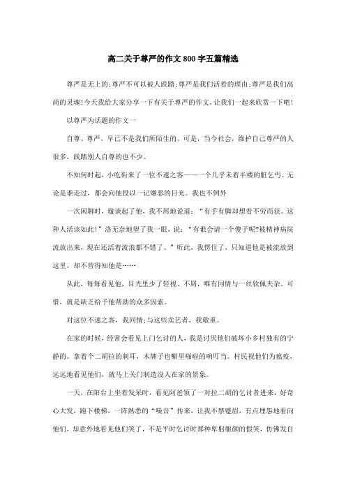 高二关于尊严的作文800字五篇精选
