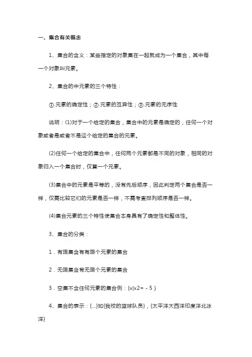 数学集合知识点总结