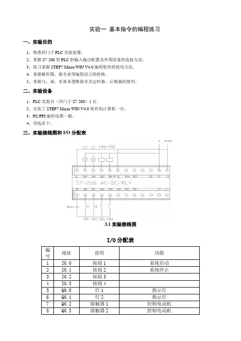 PLC实验1 基本指令的编程练习