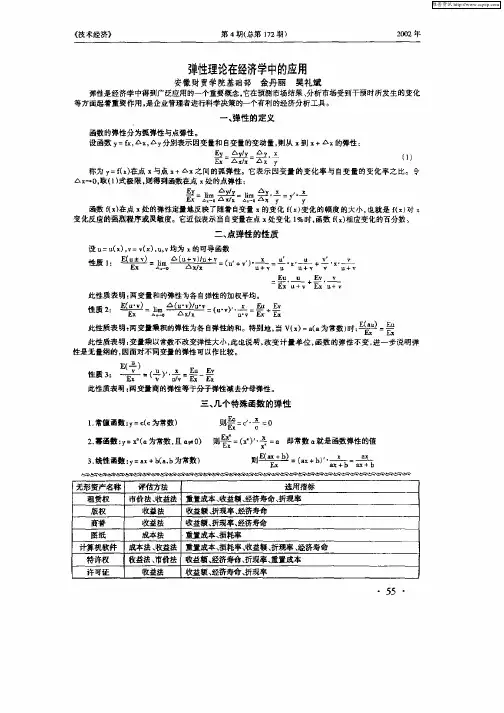 弹性理论在经济学中的应用