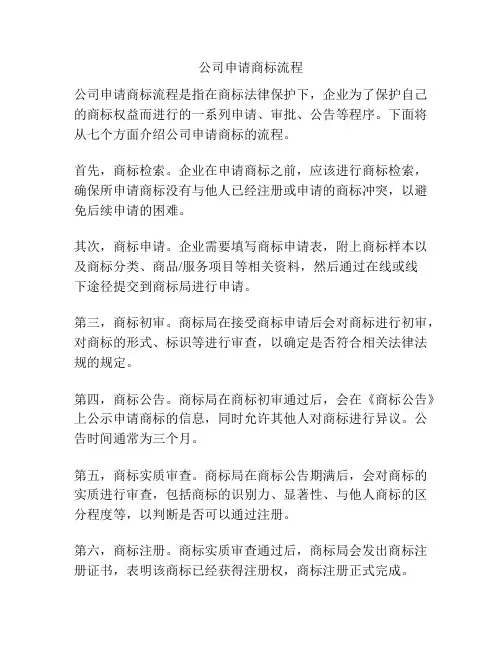公司申请商标流程