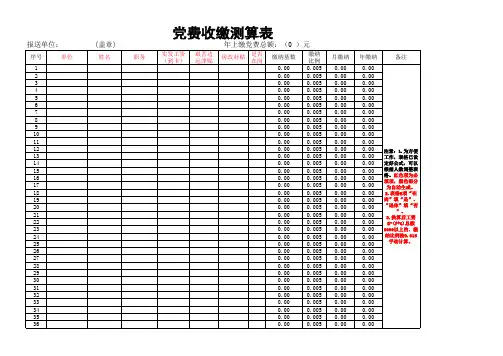 2016年党费收缴测算表