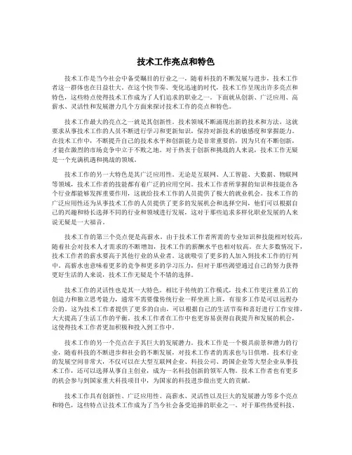 技术工作亮点和特色