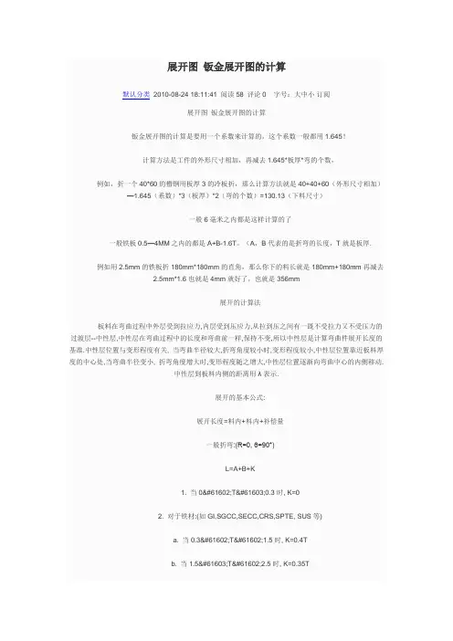 展开图 钣金展开图的计算