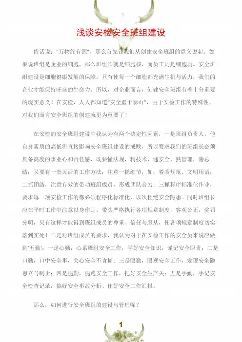 (班组安全管理)浅谈安检安全班组建设