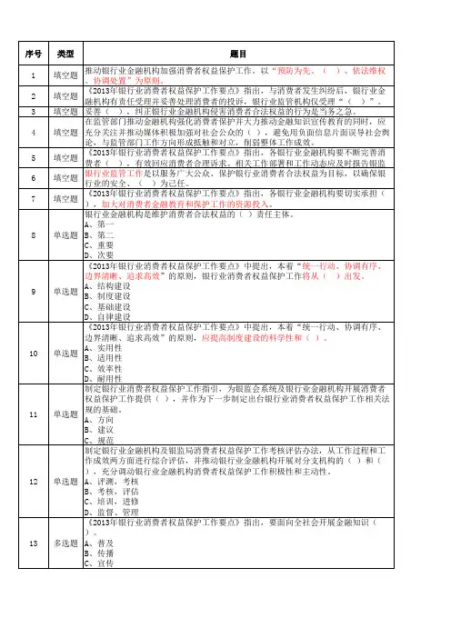 中国银行业协会消费者权益知识竞赛题库