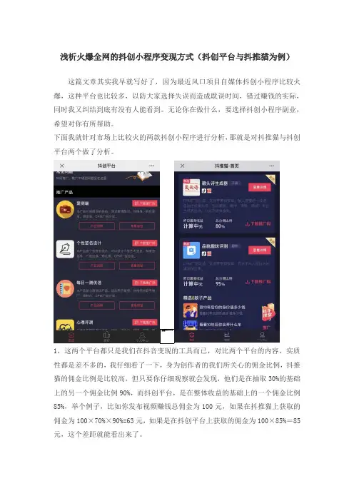 浅析火爆全网的抖创小程序变现方式(抖创平台与抖推猫为例)