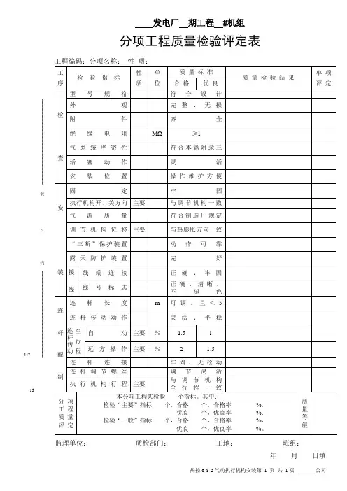 气动执行机构安装