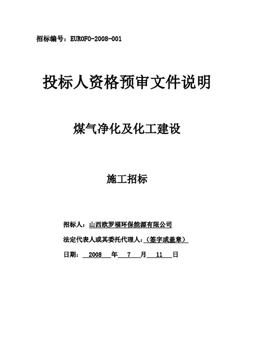 投标人资格预审文件说明