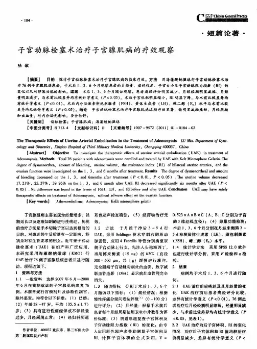 子宫动脉栓塞术治疗子宫腺肌病的疗效观察