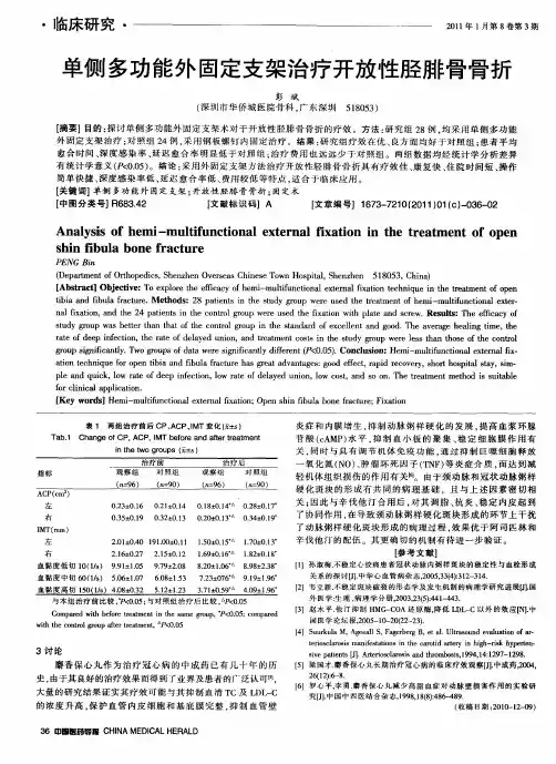 单侧多功能外固定支架治疗开放性胫腓骨骨折