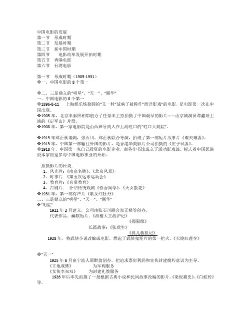 中国电影的发展