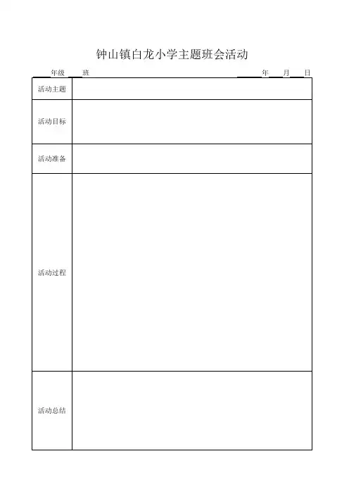 白龙小学主题班会活动记录