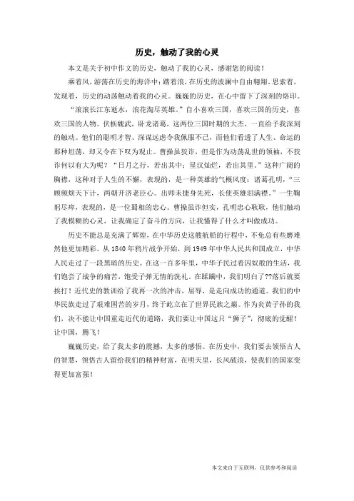 历史,触动了我的心灵_初中作文