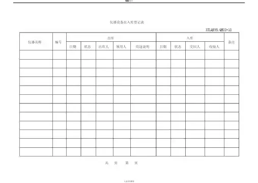 仪器设备出入库登记表