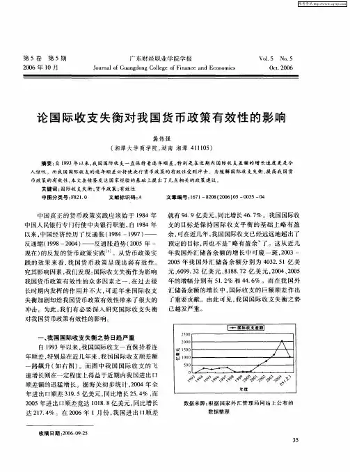论国际收支失衡对我国货币政策有效性的影响