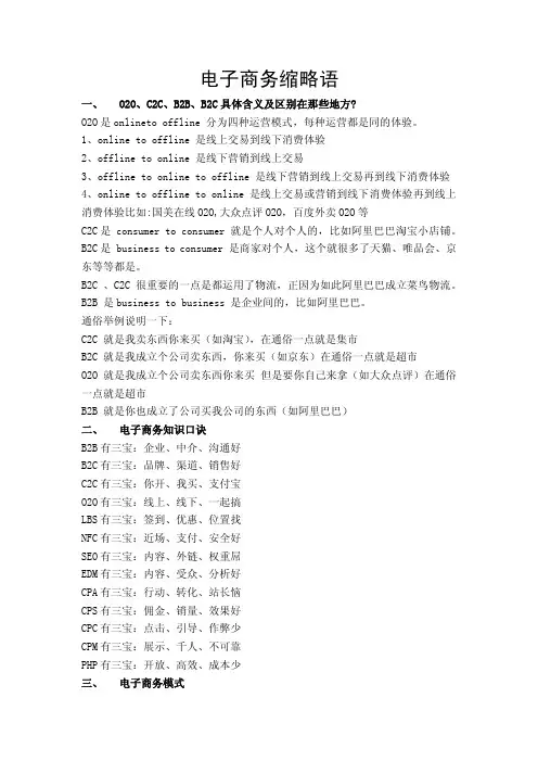 电子商务缩略语
