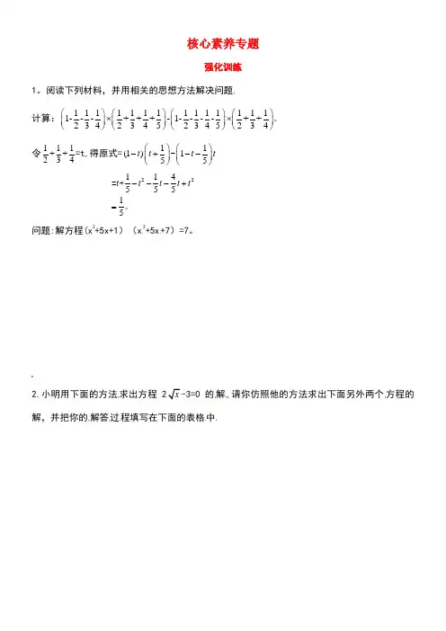 2019届中考数学复习 核心素养专题(二)练习