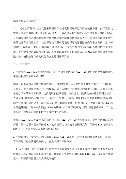 低温甲醇洗工艺原理 2