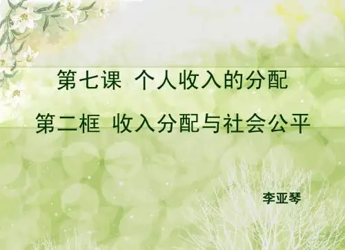 第七课 收入分配与社会公平