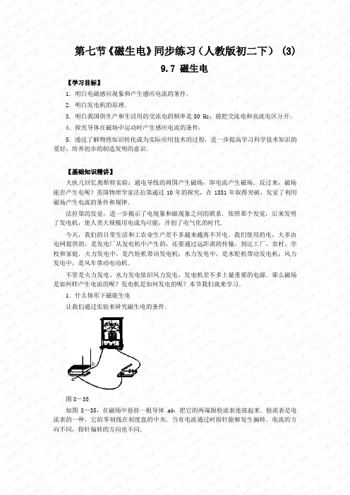 第七节《磁生电》同步练习(人教版初二下) (3)