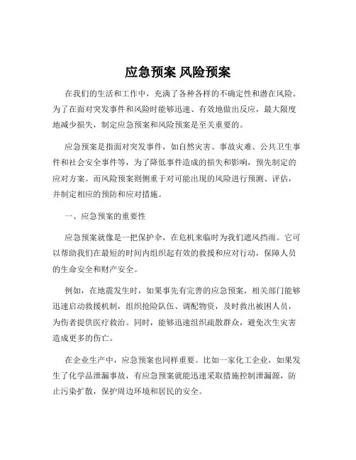 应急预案 风险预案