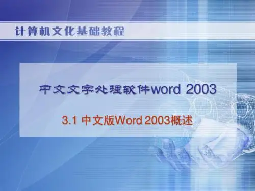 3.1 中文版Word 2003概述