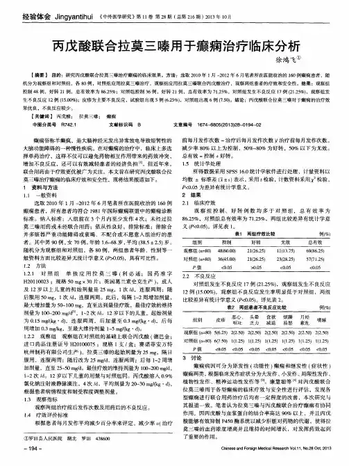 丙戊酸联合拉莫三嗪用于癫痫治疗临床分析