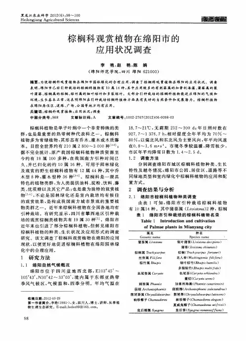 棕榈科观赏植物在绵阳市的应用状况调查