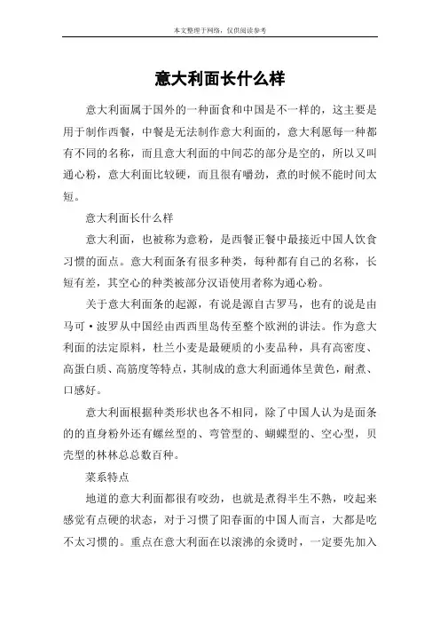 意大利面长什么样