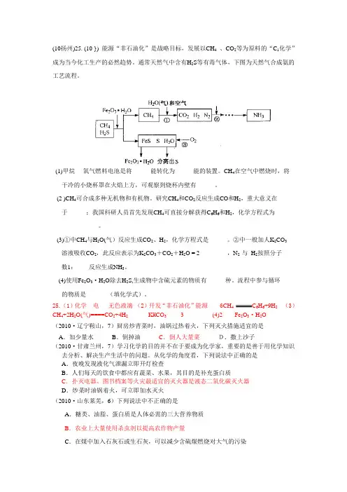 2010年全国中考化学单元汇编之燃料及其利用