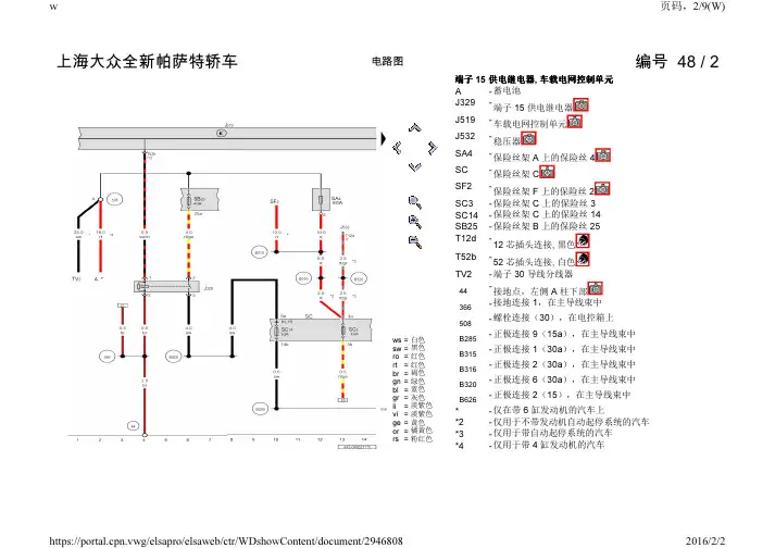 上汽大众帕萨特GP返修电路图-仪表板