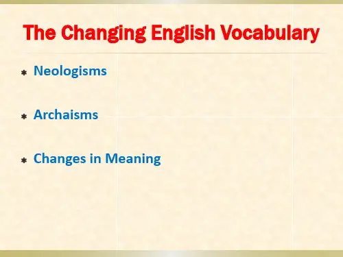 Chapter 4 The Changing English Vocabulary