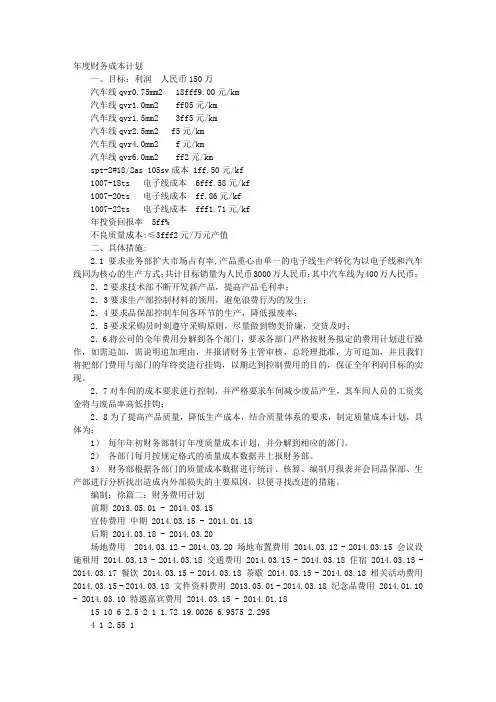 财务成本计划