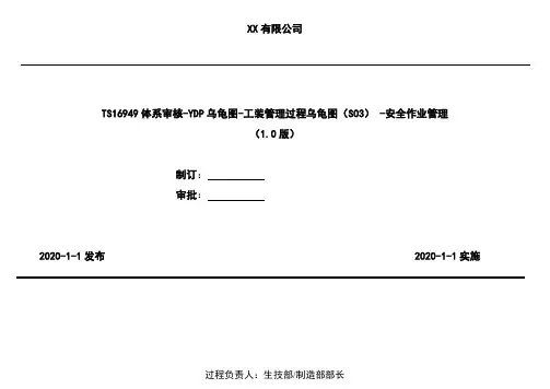 2020年 TS16949体系审核-YDP乌龟图-工装管理过程乌龟图(S03) -安全作业管理