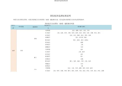 国际航班选择标准说明