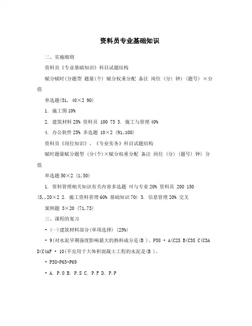 资料员专业基础知识