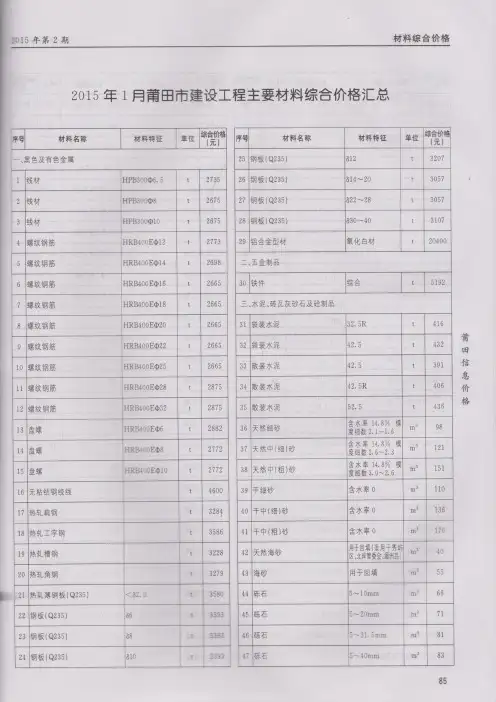 【2015年第2期】福建工程造价信息-莆田地区
